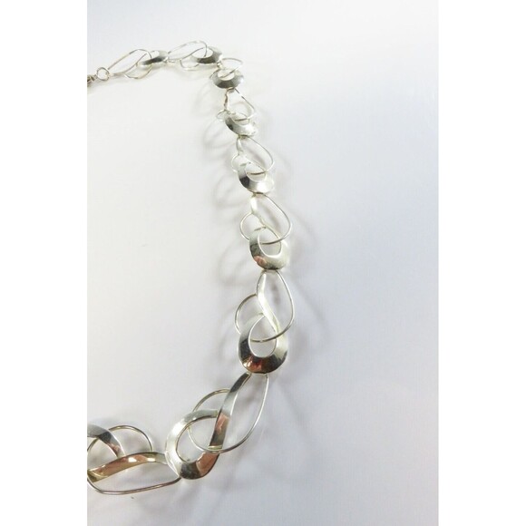 18" Sterling Silver Designer Style Fancy Twisted Metal Link Necklace Sterling TT - Picture 7 of 15